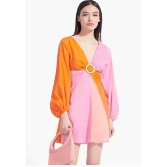 STAUD Orange and Pink Mini Dress - Picture 3 of 12